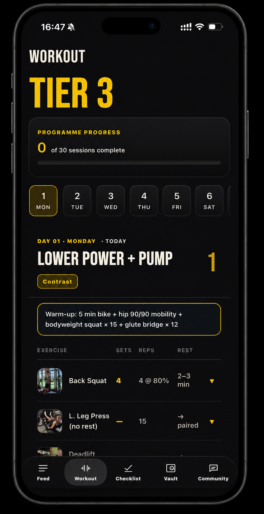 CREST on iPhone, Workout